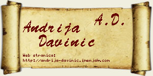 Andrija Davinić vizit kartica
